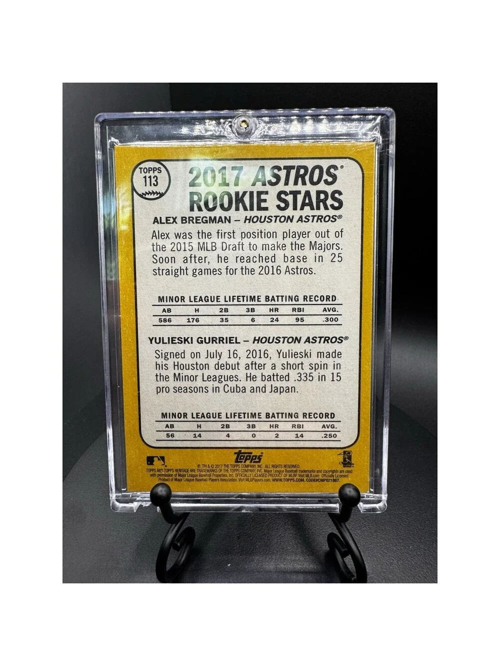 2017 Topps Heritage - Rookie Stars Alex Bregman, Yuli Gurriel #113 (RC)